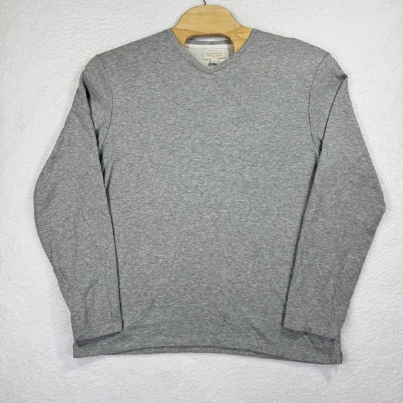 Banana Republic Shirt Mens L Gray Long Sleeve V Neck Sweatshirt Classic Soft - Picture 1 of 7